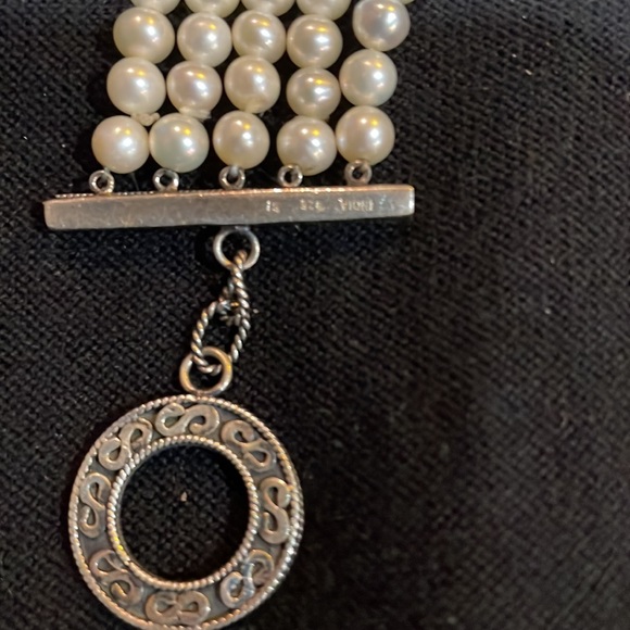 Sterling Silver, Ruby and Pearl 5 Strand Bracelet. - Picture 6 of 14